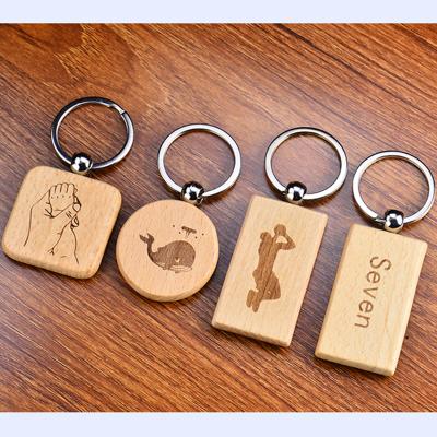 China Round Wooden Decoration Blank Key Chain DIY Promotion Customized Wooden Keychains Key Tag Promotional Gifts for sale