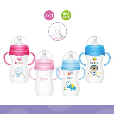 China BPA Free Wide-Neck Baby Bottle 8oz PP With Double Handles for sale