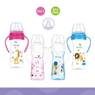 China BPA Free Wide-Neck Baby Bottle 11oz PP With Double Handle for sale