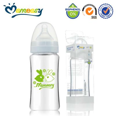 China BPA Free Wide-Neck Borosilicate Glass Baby Bottle 350ml for sale