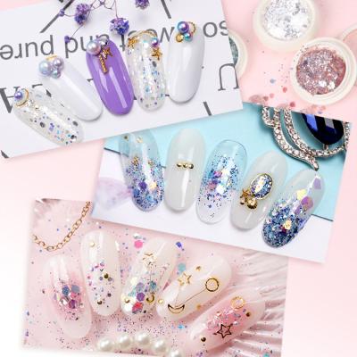 China Shinning 3d Nail Sequins Nail Art Decorations Designs For Nail Art Diy Manicure Tools Inner Box Radius Is 3.2cm for sale