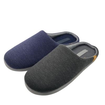 China Knitted Tank Top Anti-Slippery Custom Slip On Flat Memory Foam Winter Male House Slippers For Men for sale