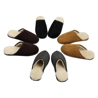 China High Quality Suede Winter Upper Cowhide Lining Anti-odor Faux Fur Anti-odor Warm Indoor Slippers Men Indoor Slippers for sale