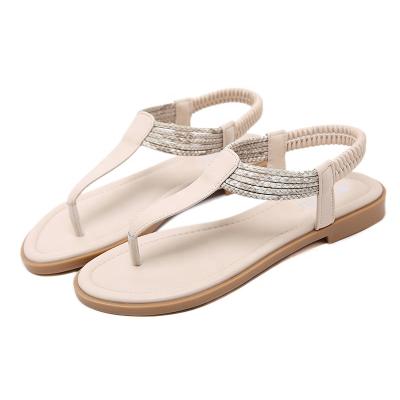 China Women's Cheap Elastic Back Casual Ladies Style Anti-odor Thong Simple Fashion Strap Flat Sandals In Bluk for sale