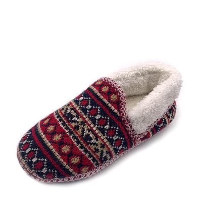 China Jacquard Design Jacquard Design Faux Upper Comfortable And Warm Sheep Fur Latest Winter Ladies Girls Warm House Shoes for sale