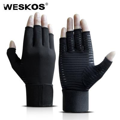 China Unisex Black Fingerless Joint Relief Palm Dotted Arthritis Compression Hand Gloves For Women Men for sale