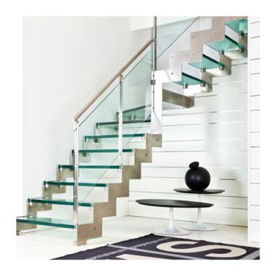 China Reliable Crystal Glass Straight Stair Case Suitable For Villa/Apartment/Shopping Mall for sale