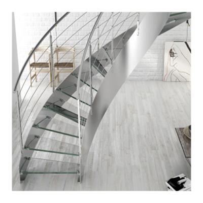 China Prima PR-AN1001 Curved Glass Staircase Railing For Private House/Villa/Apartment/Shopping Mall for sale