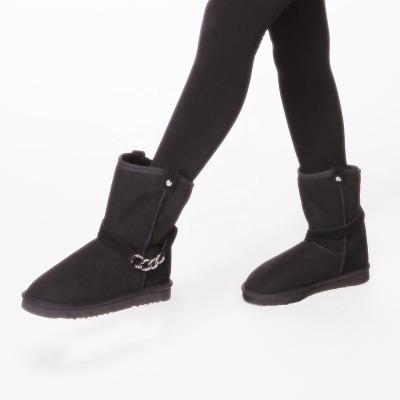 China Anti-Smell HQB-WS085 OEM Customized Fashion Premium Thermal Style Winter Genuine Sheepskin Boots For Women for sale