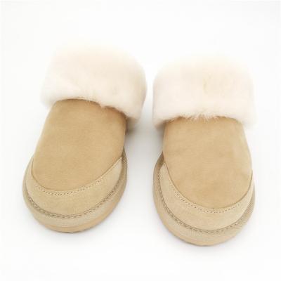 China HQS-WS010 Custom Anti-odor Factory Sheepskin Moccasin Slippers Winter Two Face Sheepskin Slippers For Girls for sale