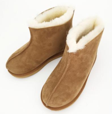 China New Design Anti-odor HQS-WS011 Winter Sheepskin Moccasin Slippers Genuine Sheepskin Slippers For Ladies for sale