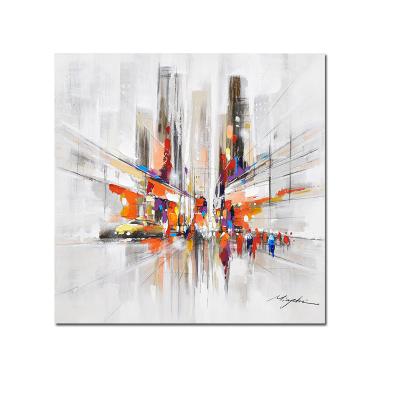 China Materials Environmental Oversized Modern Cityscape Canvas Oil Painting Decorative Hand Painted Frame for sale