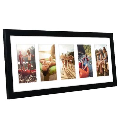 China Environmental Materials Cheap Wooden Wholesale Black 8x24 Frame Collage Picture Photo - Display Five 4x6 Inch Photos On Your Wall for sale