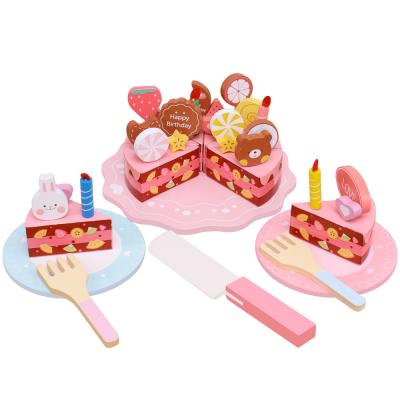 China Wooden Birthday Cake Kitchen Toy Christmas Set Toys For Children 18*18*7.5 for sale