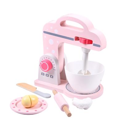 China Pink Wooden Mixer Puzzle Toy Kitchen Sets Toys For Children 22.5*13.2*24 for sale