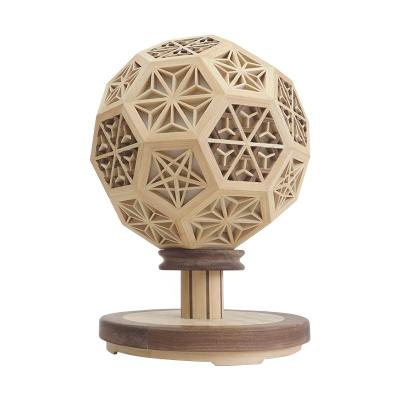 China Contemporary lamp with carving wooden lampshade for sale