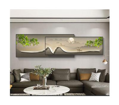 China Modern Bright Decorative Canvas Glass Wall Ocean LED Light Oil Painting Art Printing Artwork for Living Room Home and Office for sale