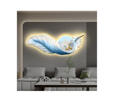 China Modern Luminous Painting Decorative Wall Art Printing Large Print Wall Art LED Light Tempered Glass Oil Canvas Home and Office for sale