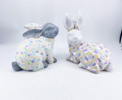 China Europe; 2021 new easter rabbit artistic resin mosaic decorations garden ornaments statues for sale