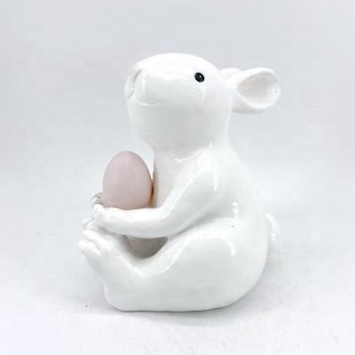 China Europe; 2021 New Simple Style Resin Artistic Spring Rabbit Easter Bunny Garden Craft Ornaments Statues With Eggs for sale