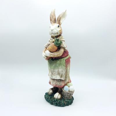 China European Vintage Home Decoration Garden Rabbit Statue Ornament Decorations Resin Opens Easter Bunny for sale