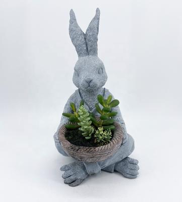 China Europe; Wholesales Artistic Outdoor Vintage Happy Easter Home Party Decorations Resin Crafts Easter Bunny Figurine for sale