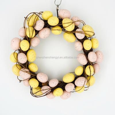 China Europe; artistic hot sales new design easter decorations supplies wall hanging ornaments yellow easter eggs braid for sale