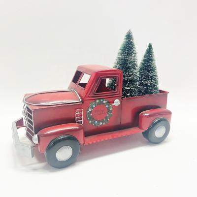 China Christmas tree topper home decor table crafts metal decoration truck model for christmas house decorations for sale