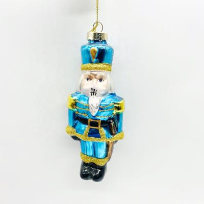 China Outdoor Party Decorations Supplies Europe Christmas Walnut Soldiers Blue Glass Hanging Christmas Tree Ornaments for sale