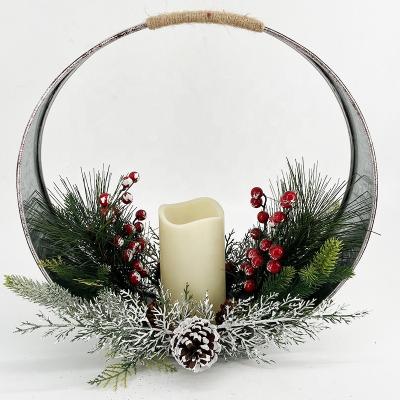 China Size L Flameless Adornos De Navidad Lights Metal Crafts Annular Led Flameless Candles For Christmas Home Decoration for sale