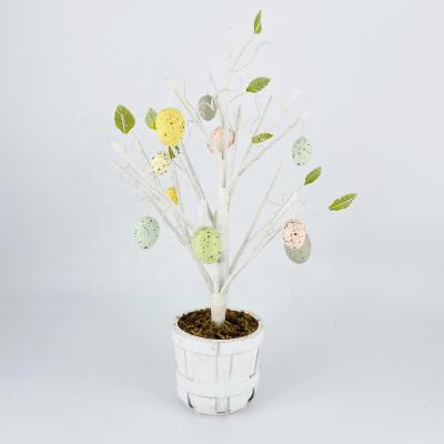 China Europe; 2021 new party supplies artistic indoor WHITE wood pot decorations mini artificial easter egg tree for sale