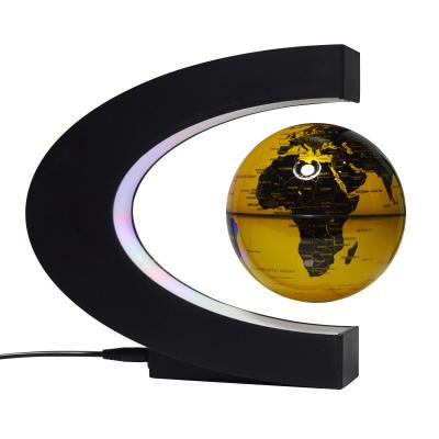 China Custom Printed Ihomemix C Shape World Floating Globe, Antique Geography World Map Earth Globe Light Magnetic Levitating Table Lamp for sale