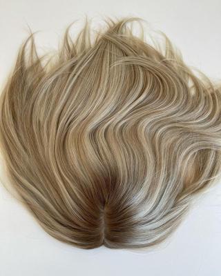 China European 100% Straight Mono Virgin Hair Hairpiece Highlights Color Full Hand Tied Jewish Jewish Silk Base Topper for sale