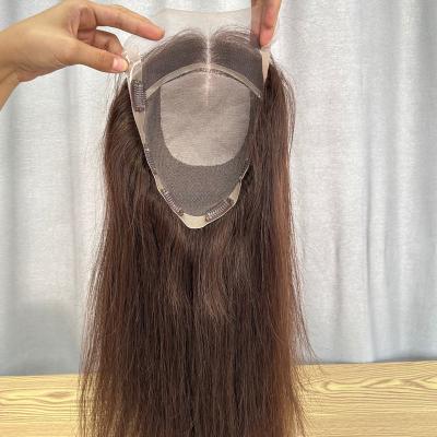 China European Cuticle Aligned Hair Silk Base Fake Straight Scalp Hair Toppers With HD Lace Topper For Women for sale