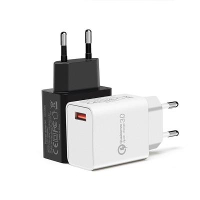 China QC 3.0 Hot Selling QC 3.0 Fast Charger 2021 Hot Selling QC 3.0 Quick Charger EU Plug Charger Wall Mobile Phone Travel Charger With Custom Logo for sale