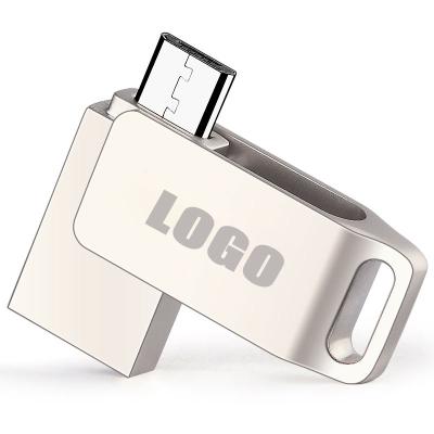 China Custom Mini Swivel Metal Otg Usb Flash Drive 64GB 32GB otg metal pendrive for mobile phone for sale