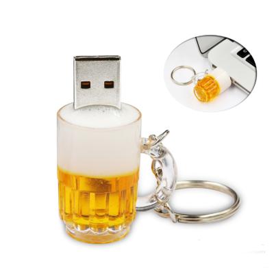 China pendrive beer plastic cup usb flash drive for 4gb 8gb 16gb 32gb 64gb mini usb stick key chain for sale