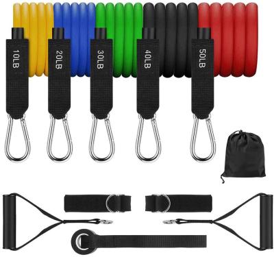 China Increase Bands Set 11PC Strength Resistance Tubes Resistance Bands, Workout Bands with Door Anchor, Handles and Ankle Straps for sale