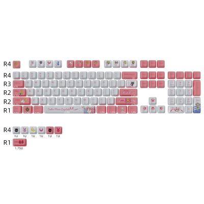 China PBT Keycaps HZGAMER 111Keys Sailor Moon Theme PBT Keycaps, Sublimation Pink Gaming Dye OEM Profile Mechanical Keyboard Keycaps for sale