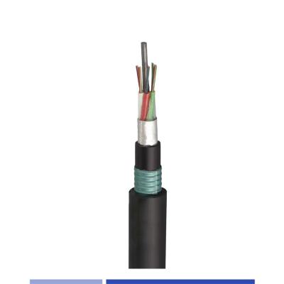 China 24 Fiber Outdoor Fiber Optic Cable Singlemode Direct Burial Fiber Cable Armored PE GYTA53 for sale