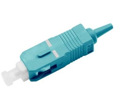 China Conector de fibra óptica simple de 0,9 mm OM3 Multimodo SC UPC Conector de fibra en venta