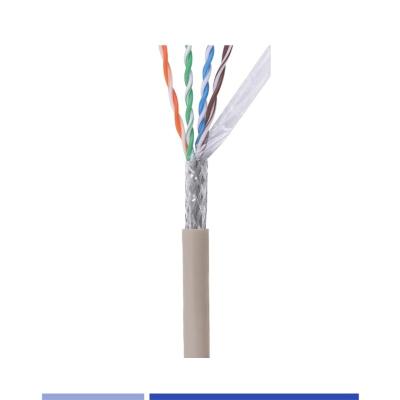 China PVC Jacket Cat6 Network Cable 23AWG SFTP Network Cable Solid Copper 4 Pair Grey 305Mtr for sale