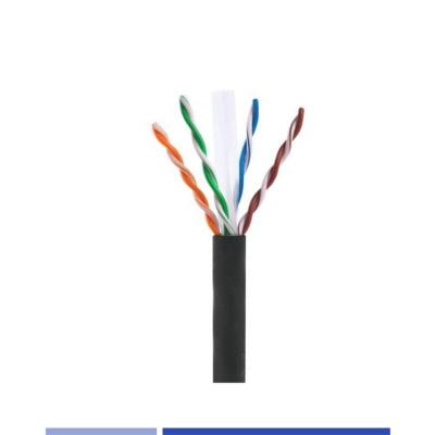 China UTP Outdoor Cat6 Cable 23AWG Solid Copper 4 Pair PE Jacket Black 305Mtr for sale