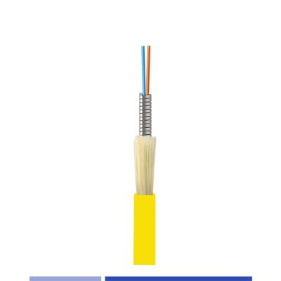 China Single-mode Indoor Fiber Optic Cable G652D 6 Strand Gepantserde vezels LSZH Jacket Geel Te koop