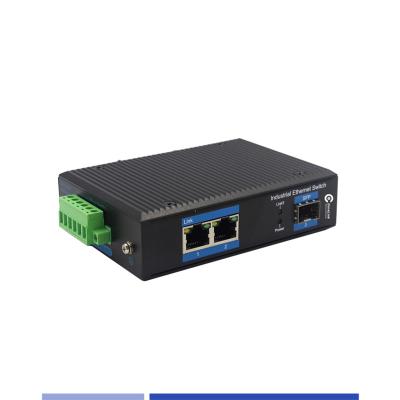 China Industrial Fiber Media Converter 10/100/1000M 1 SFP with 2 RJ45 port Singlemode SMF Duplex 1310nm 20KM for sale