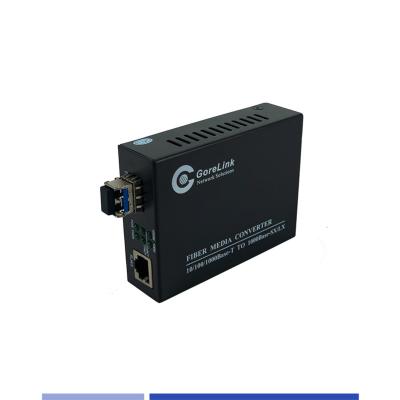 China Fiber Media Converter 10/100/1000Mbps Singlemode SMF 1310nm Dual SFP Slot 40KM for sale