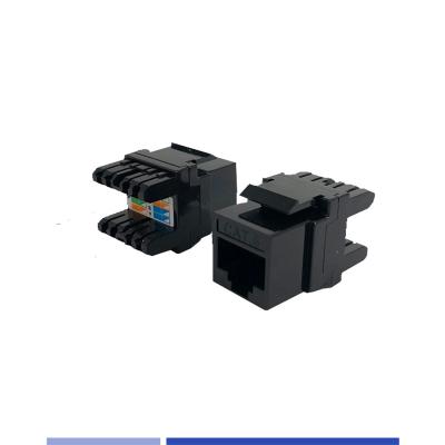 China Cat6A Ethernet Keystone Coupler 180 Degree Black GoreLink Lightweight for sale