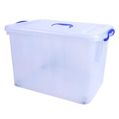 China Large Capacity 45L Plastic Viable Clear Bathroom Transparent Storage Box With Handle for sale