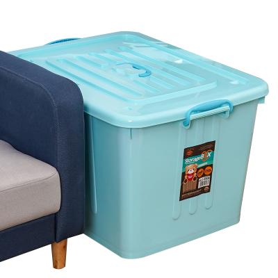 China Large 45L Sustainable Large Size Rectangle PP Plastic Colorful Storage Box With Lid For Clothing for sale