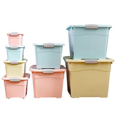 China Multi Color Viable Size Storage Box Organizer PP Clothes Plastic Stackable Decorative Bins Storage Box With Lids For Kitchen Bedroom for sale